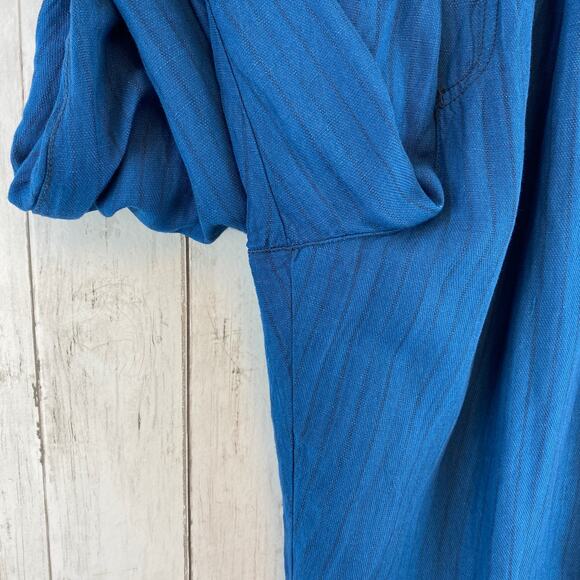 Anthropologie Hei Hei Blue Eventide Crop Roll-Down Waist Pants Linen Size Medium - Picture 5 of 11